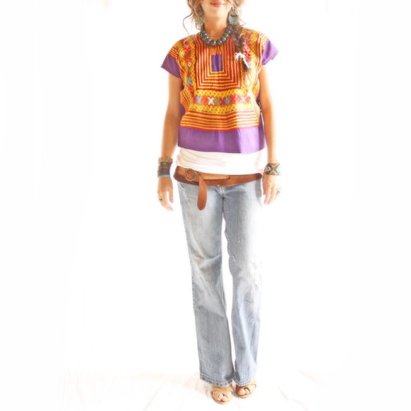 Mexican huipil blouse top Oaxaca Frida Kahlo authentic - Picture 12 of 13